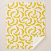 Bananas Tropical Fruit Print, geel en wit Sherpa Deken (Voorkant)