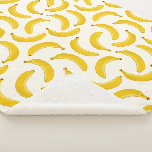 Bananas Tropical Fruit Print, geel en wit Sherpa Deken (3/4)