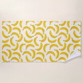 Bananas Tropical Fruit Print, geel en wit Strandlaken (Voorkant)