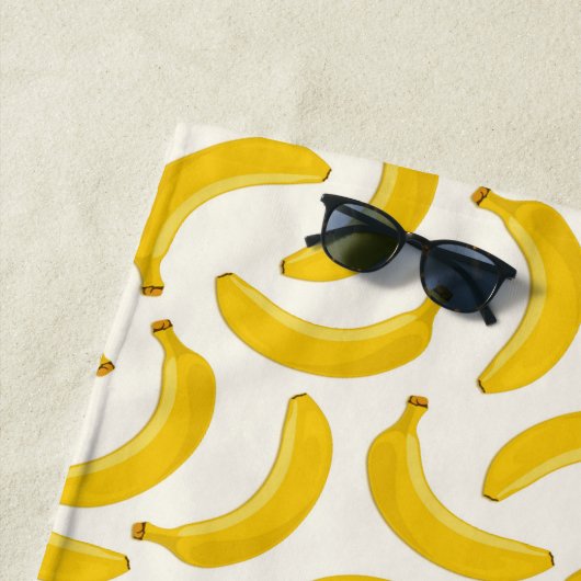 Bananas Tropical Fruit Print, geel en wit Strandlaken (In situ)