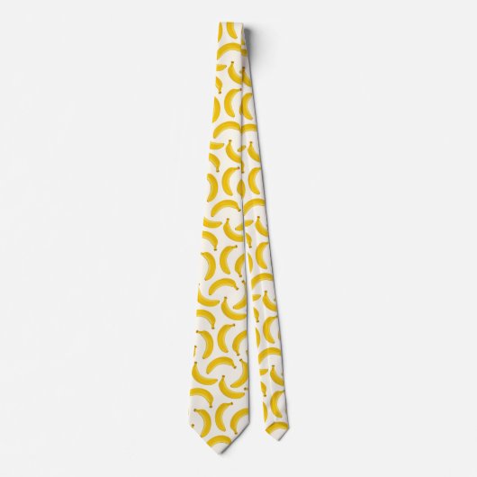 Bananas Tropical Fruit Print, geel en wit Stropdas (Voorkant)