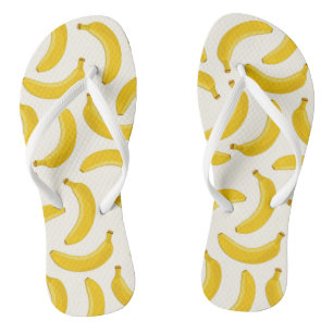 Bananas Tropical Fruit Print, geel en wit Teenslippers