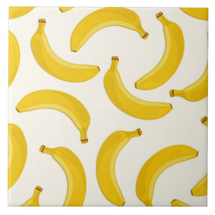 Bananas Tropical Fruit Print, geel en wit Tegeltje