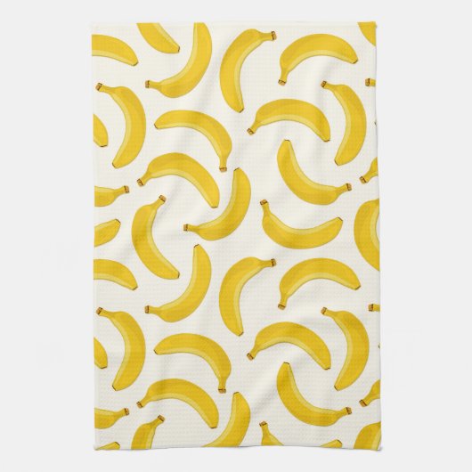 Bananas Tropical Fruit Print, geel en wit Theedoek (Verticaal)