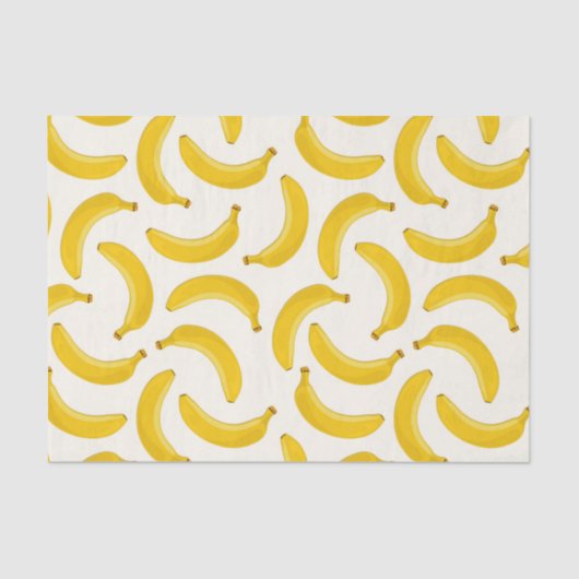 Bananas Tropical Fruit Print, geel en wit Tissuepapier (Voorkant)