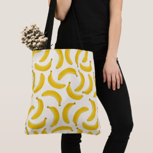 Bananas Tropical Fruit Print, geel en wit Tote Bag
