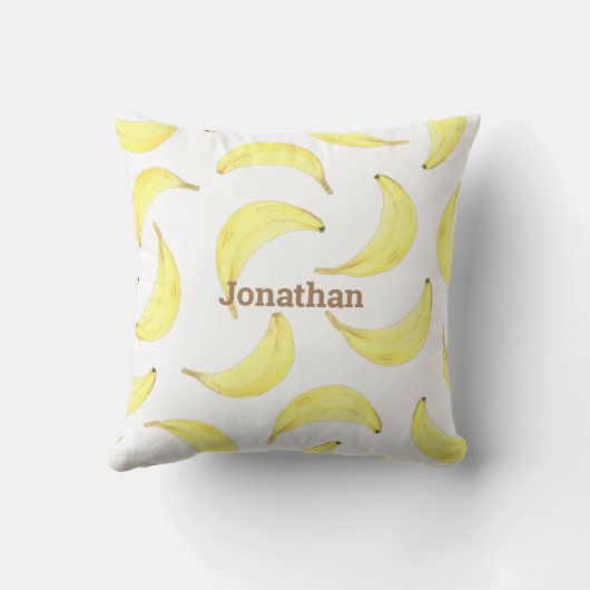 Bananas Yellow Simple Name Fruit Typography Kussen (Achterkant)