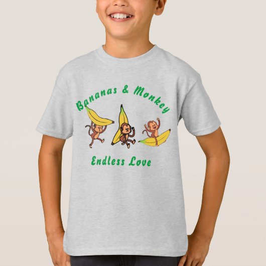 Bananen & Aap Eindeloze Liefde T-shirt (Voorkant)