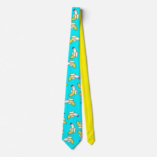 Bananen Cartoon Koel Blauw Stropdas (Voorkant)