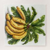 Bananen en hun groene bladeren legpuzzel (Horizontaal)
