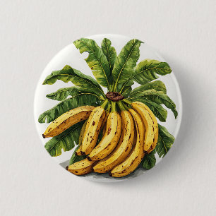 Bananen en hun groene bladeren ronde button 5,7 cm