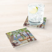 Bananen en stenen bij Paqueta, Brazilië, Glazen Onderzetter (Schuin)