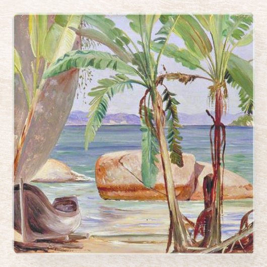 Bananen en stenen bij Paqueta, Brazilië, Glazen Onderzetter (Voorkant)