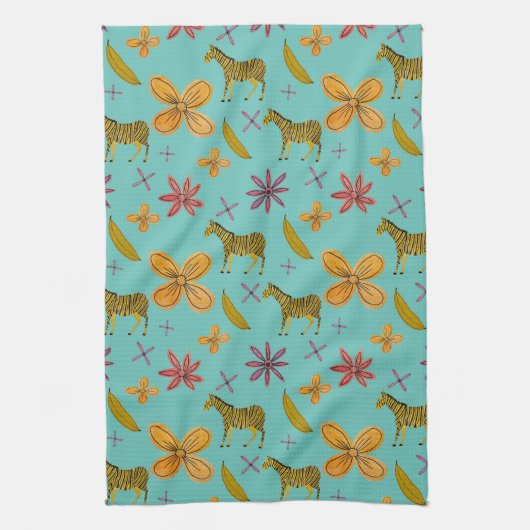 Bananen en zebra's theedoek (Verticaal)