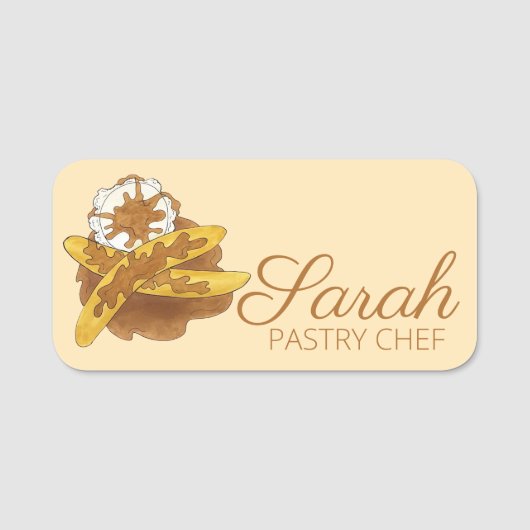 Bananen Foster Dessert Food Restaurant Chef Naamplaatje (Voorkant)