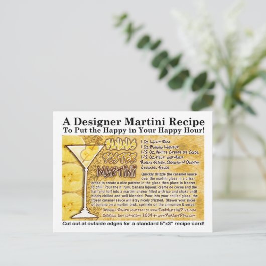 Bananen Foster Martini Recept Briefkaart (Staand voorkant)
