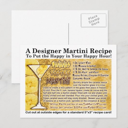 Bananen Foster Martini Recept Briefkaart (Voorkant / Achterkant)