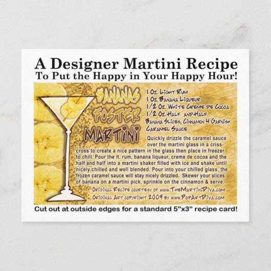 Bananen Foster Martini Recept Briefkaart (Voorkant)