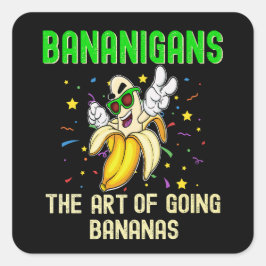 Bananen gaan bananen, grappig cool fruit vierkante sticker