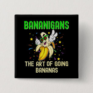 Bananen Go Bananas, Koele Fruit Zonnebril Vierkante Button 5,1 Cm