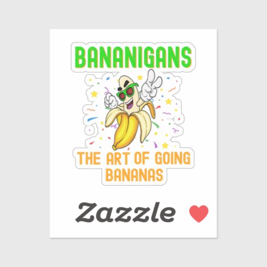 Bananen, Go Bananas, Koele Gekke Cartoon Sticker (Vel)