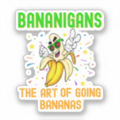 Bananen, Go Bananas, Koele Gekke Cartoon Sticker (Voorkant)