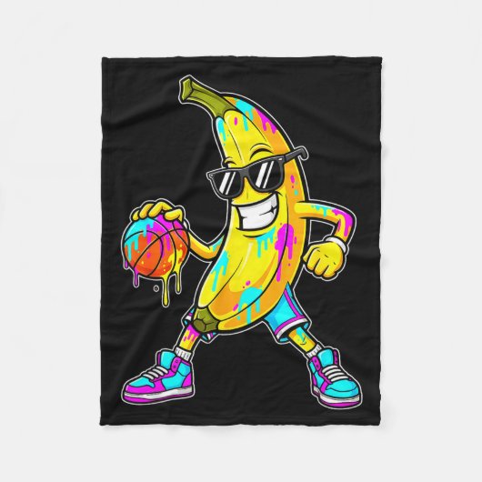 Bananen grappig basketbal druppel kinderen jeugd j fleece deken (Voorkant)