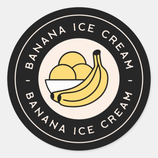Bananen ijs smaak ronde sticker (Voorkant)