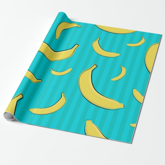 Bananen Illustratie Cadeaupapier (Uitgerold)