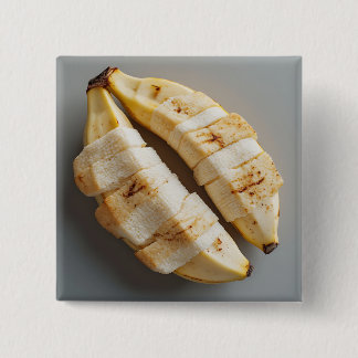 Bananen in het midden gesneden vierkante button 5,1 cm