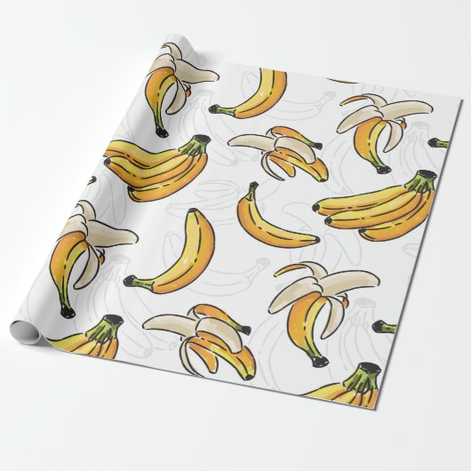 Bananen met naadloos patroon cadeaupapier (Uitgerold)