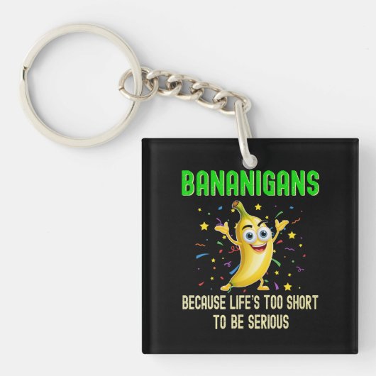 Bananen, Motivatie, Banaan Positieve Gift Sleutelhanger (voorkant)