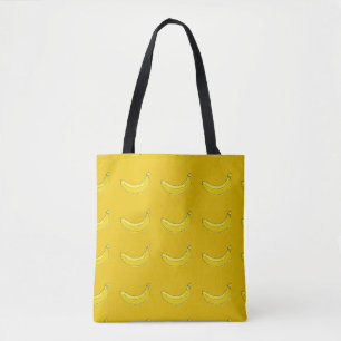 bananen, naadloos patroon met bananen, voedselrugg tote bag
