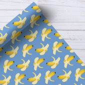 Bananen op blauw fruit patroon cadeaupapier