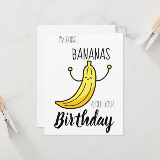 Bananen over je geboortedag kaart (Voorkant / Achterkant in situ)