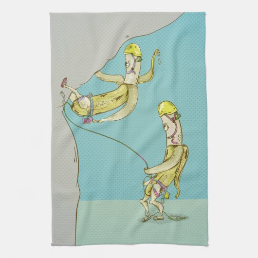 Bananen rock klimmen grappig fruit theedoek (Verticaal)