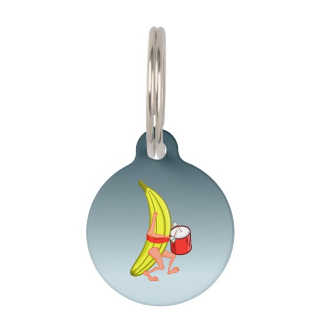 Bananen spelen de percussie tijdens het marcheren huisdierpenning (Voorkant)