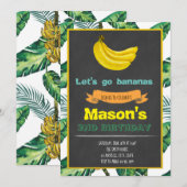 Bananen Verjaardag uitnodiging (Voorkant / Achterkant)