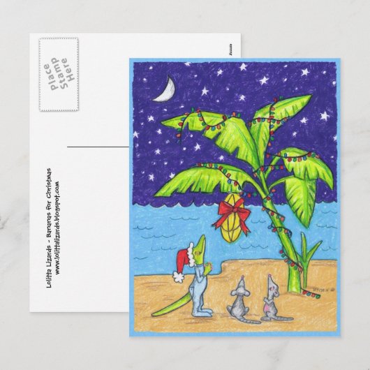 Bananen voor het briefkaart van Kerstmis (Voorkant / Achterkant)