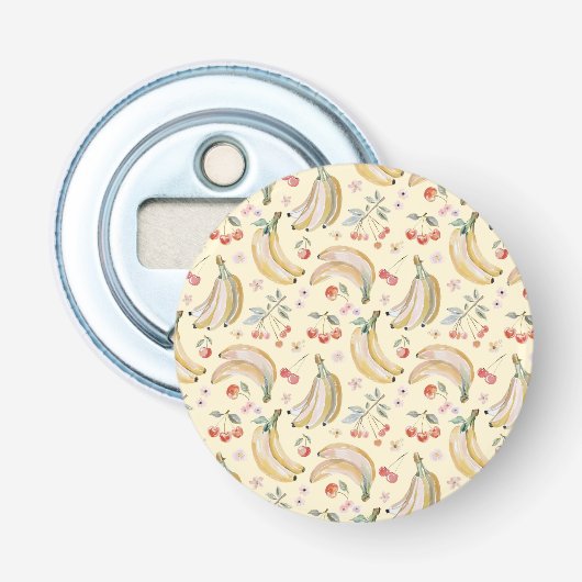 Bananen voor Kersen Button Flesopener (Voorkant)