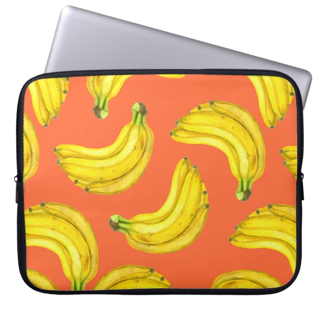 Bananen waterverf laptop sleeve (Voorkant)