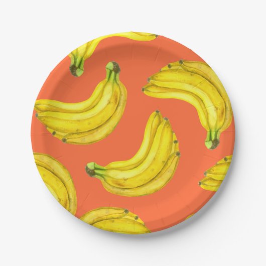 Bananen waterverf papieren bordje (Voorkant)