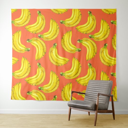 Bananen waterverf wandkleed (In Situ (horizontaal))