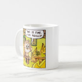 Bananenaap Alles is in brand gestoken. Koffiemok (Voorkant links)