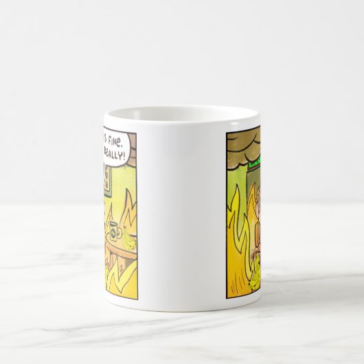 Bananenaap Alles is in brand gestoken. Koffiemok (Center)