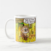 Bananenaap Alles is in brand gestoken. Koffiemok (Links)