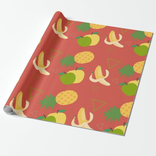 bananenananassepatroon cadeaupapier (Uitgerold)