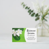 Bananenblad en Witte Bloemen Visitekaartje (Staand voorkant)