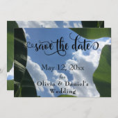 Bananenblad ingelijst Sky Tropical Save the Date (Voorkant / Achterkant)