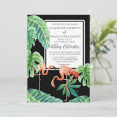 Bananenblad Waterverf Roze Flamingo Beach Art Kaart (Staand voorkant)